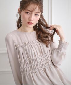 Couture Brooch / クチュールブローチ シャツ・ブラウス | 【マシンウォッシャブル・きれいめ・通勤】シャーリングチュニックブラウス