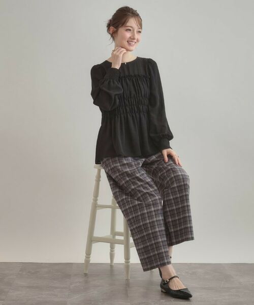 Couture Brooch / クチュールブローチ シャツ・ブラウス | 【マシンウォッシャブル・きれいめ・通勤】シャーリングチュニックブラウス | 詳細1