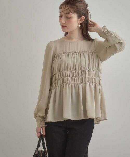 Couture Brooch / クチュールブローチ シャツ・ブラウス | 【マシンウォッシャブル・きれいめ・通勤】シャーリングチュニックブラウス | 詳細16