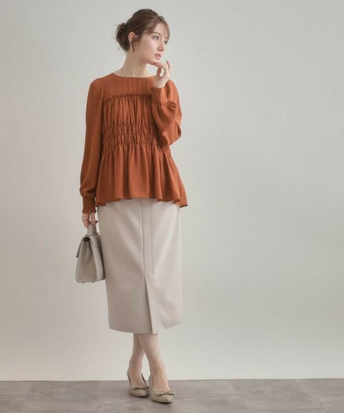 Couture Brooch / クチュールブローチ シャツ・ブラウス | 【マシンウォッシャブル・きれいめ・通勤】シャーリングチュニックブラウス | 詳細25