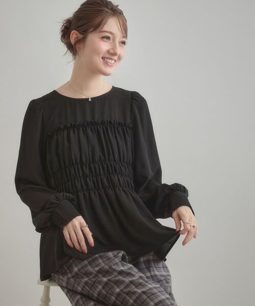 Couture Brooch / クチュールブローチ シャツ・ブラウス | 【マシンウォッシャブル・きれいめ・通勤】シャーリングチュニックブラウス | 詳細3