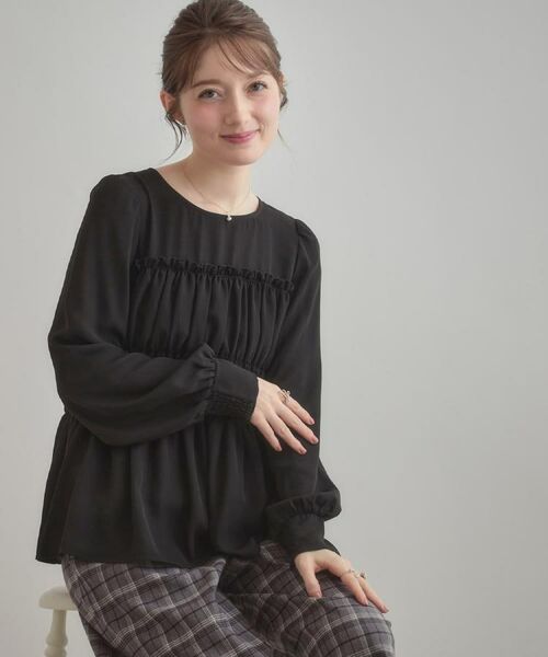 Couture Brooch / クチュールブローチ シャツ・ブラウス | 【マシンウォッシャブル・きれいめ・通勤】シャーリングチュニックブラウス | 詳細4