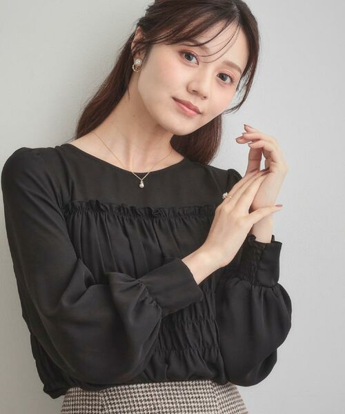 Couture Brooch / クチュールブローチ シャツ・ブラウス | 【マシンウォッシャブル・きれいめ・通勤】シャーリングチュニックブラウス | 詳細9