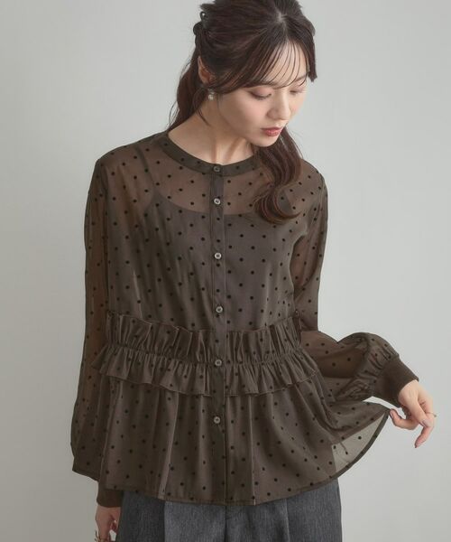 Couture Brooch / クチュールブローチ シャツ・ブラウス | フロッキードットペプラムブラウス | 詳細8