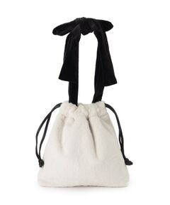 Couture Brooch / クチュールブローチ トートバッグ | ベロアリボンフェイクファートートバッグ