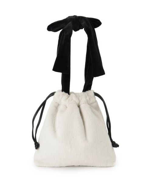 Couture Brooch / クチュールブローチ トートバッグ | ベロアリボンフェイクファートートバッグ | 詳細1