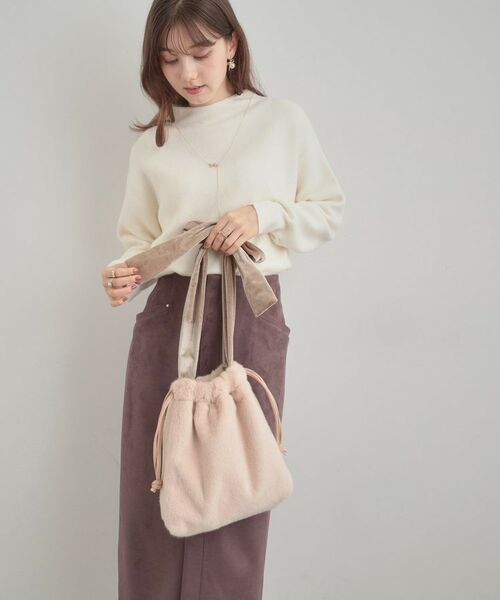 Couture Brooch / クチュールブローチ トートバッグ | ベロアリボンフェイクファートートバッグ | 詳細17