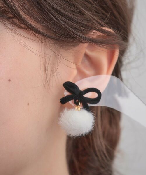 Couture Brooch / クチュールブローチ ピアス・イヤリング | ベロアリボンフェイクファーピアス | 詳細4