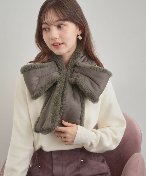 Couture Brooch / クチュールブローチ マフラー・ショール・スヌード・ストール | ムートン風リボンティペット | 詳細7