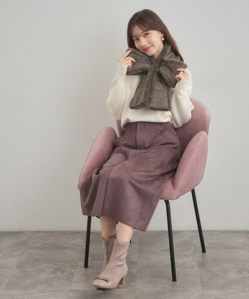 Couture Brooch / クチュールブローチ マフラー・ショール・スヌード・ストール | ムートン風リボンティペット | 詳細8