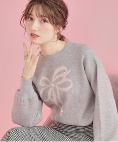 Couture Brooch / クチュールブローチ ニット・セーター | 【可愛く着映える・華やか】リボンジャカード ニットトップス