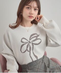 Couture Brooch / クチュールブローチ ニット・セーター | 【可愛く着映える・華やか】リボンジャカード ニットトップス