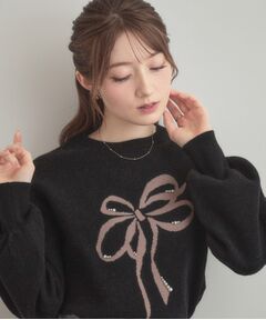 Couture Brooch / クチュールブローチ ニット・セーター | 【可愛く着映える・華やか】リボンジャカード ニットトップス