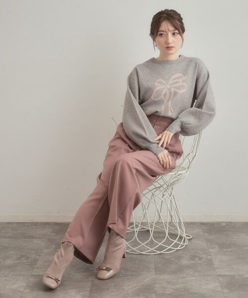 Couture Brooch / クチュールブローチ ニット・セーター | 【可愛く着映える・華やか】リボンジャカード ニットトップス | 詳細15