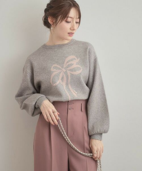 Couture Brooch / クチュールブローチ ニット・セーター | 【可愛く着映える・華やか】リボンジャカード ニットトップス | 詳細18