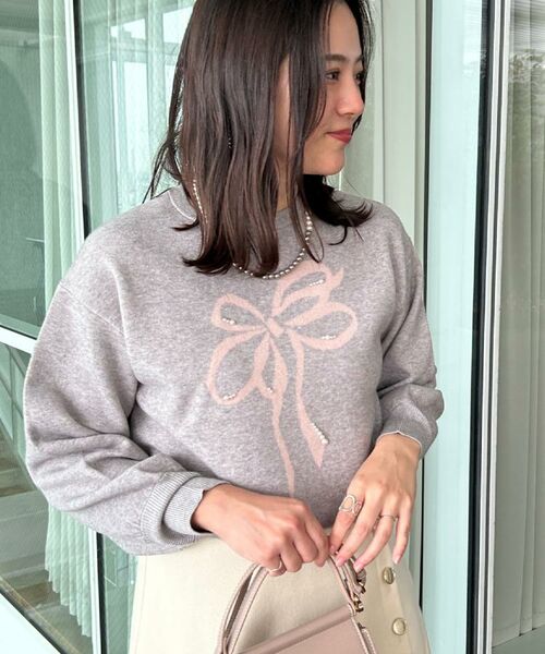 Couture Brooch / クチュールブローチ ニット・セーター | 【可愛く着映える・華やか】リボンジャカード ニットトップス | 詳細24