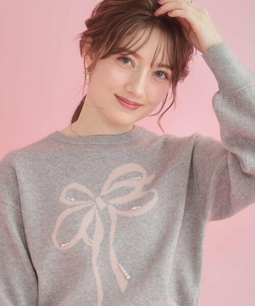 Couture Brooch / クチュールブローチ ニット・セーター | 【可愛く着映える・華やか】リボンジャカード ニットトップス | 詳細27