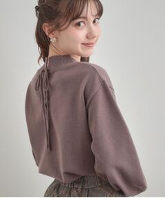 Couture Brooch / クチュールブローチ ニット・セーター | 【後ろ姿も着映える・通勤】バックレースアップ微起毛ニット