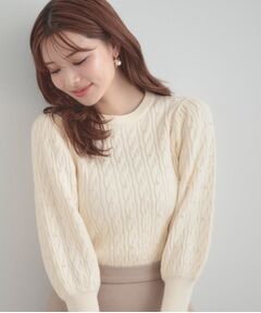 Couture Brooch / クチュールブローチ ニット・セーター | 【華やぎ・一枚で着映え】ケーブルパール調ニット