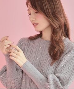 Couture Brooch / クチュールブローチ ニット・セーター | 【華やぎ・一枚で着映え】ケーブルパール調ニット