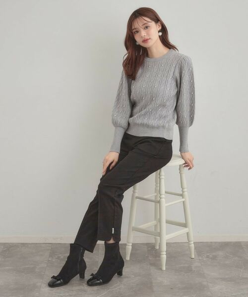 Couture Brooch / クチュールブローチ ニット・セーター | 【華やぎ・一枚で着映え】ケーブルパール調ニット | 詳細11