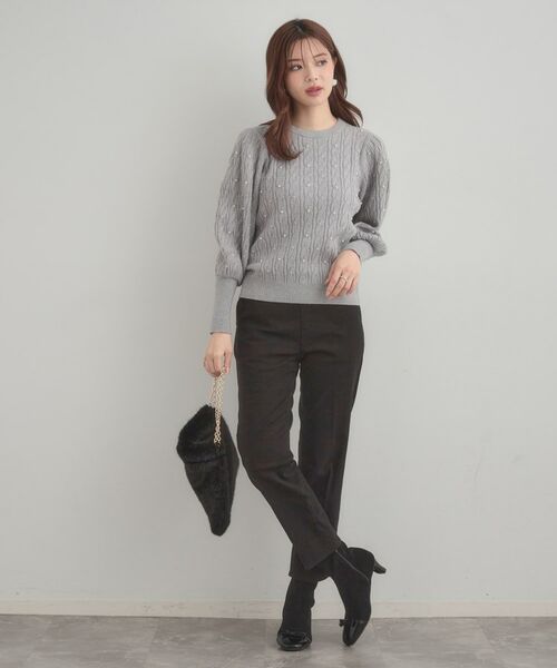 Couture Brooch / クチュールブローチ ニット・セーター | 【華やぎ・一枚で着映え】ケーブルパール調ニット | 詳細12