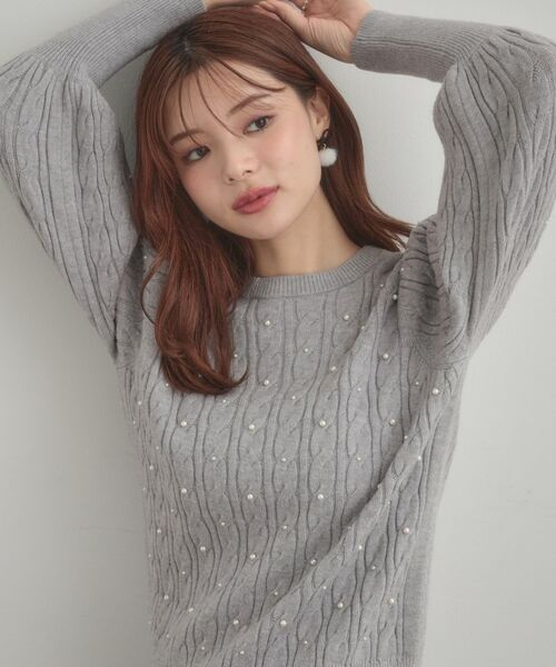 Couture Brooch / クチュールブローチ ニット・セーター | 【華やぎ・一枚で着映え】ケーブルパール調ニット | 詳細14