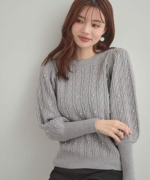 Couture Brooch / クチュールブローチ ニット・セーター | 【華やぎ・一枚で着映え】ケーブルパール調ニット | 詳細15
