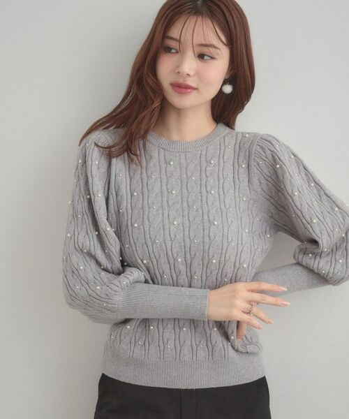 Couture Brooch / クチュールブローチ ニット・セーター | 【華やぎ・一枚で着映え】ケーブルパール調ニット | 詳細16