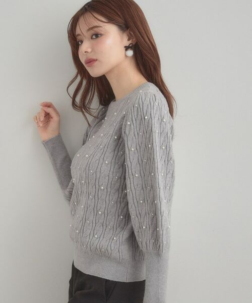 Couture Brooch / クチュールブローチ ニット・セーター | 【華やぎ・一枚で着映え】ケーブルパール調ニット | 詳細17