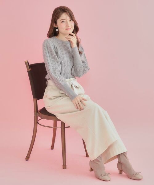 Couture Brooch / クチュールブローチ ニット・セーター | 【華やぎ・一枚で着映え】ケーブルパール調ニット | 詳細18