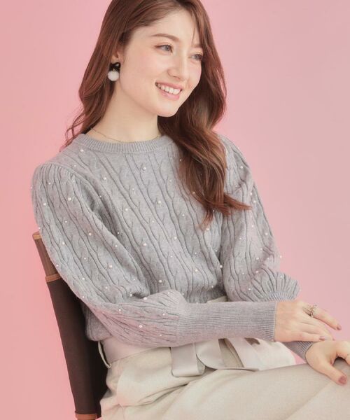 Couture Brooch / クチュールブローチ ニット・セーター | 【華やぎ・一枚で着映え】ケーブルパール調ニット | 詳細20