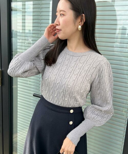 Couture Brooch / クチュールブローチ ニット・セーター | 【華やぎ・一枚で着映え】ケーブルパール調ニット | 詳細24