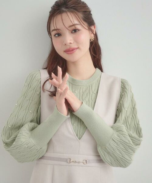 Couture Brooch / クチュールブローチ ニット・セーター | 【華やぎ・一枚で着映え】ケーブルパール調ニット | 詳細29