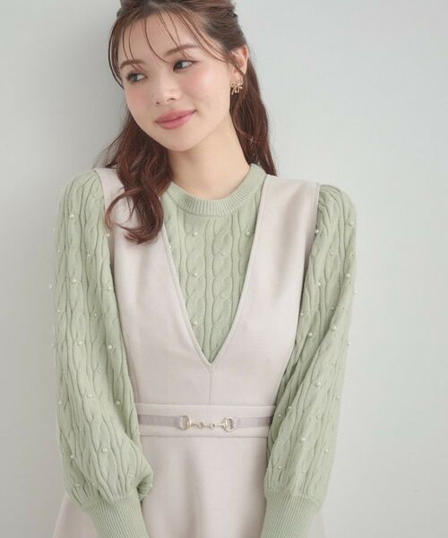 Couture Brooch / クチュールブローチ ニット・セーター | 【華やぎ・一枚で着映え】ケーブルパール調ニット | 詳細30