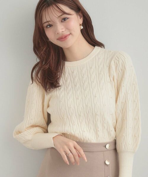 Couture Brooch / クチュールブローチ ニット・セーター | 【華やぎ・一枚で着映え】ケーブルパール調ニット | 詳細4