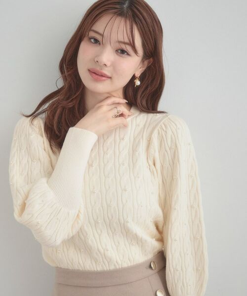 Couture Brooch / クチュールブローチ ニット・セーター | 【華やぎ・一枚で着映え】ケーブルパール調ニット | 詳細5