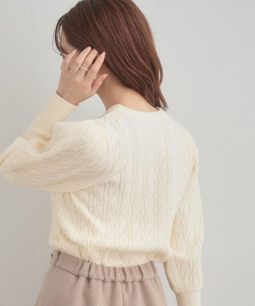 Couture Brooch / クチュールブローチ ニット・セーター | 【華やぎ・一枚で着映え】ケーブルパール調ニット | 詳細6