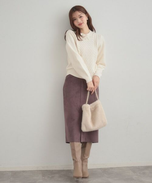 Couture Brooch / クチュールブローチ ニット・セーター | 【きれいめ】パール調デザイン アラン柄ニット | 詳細1