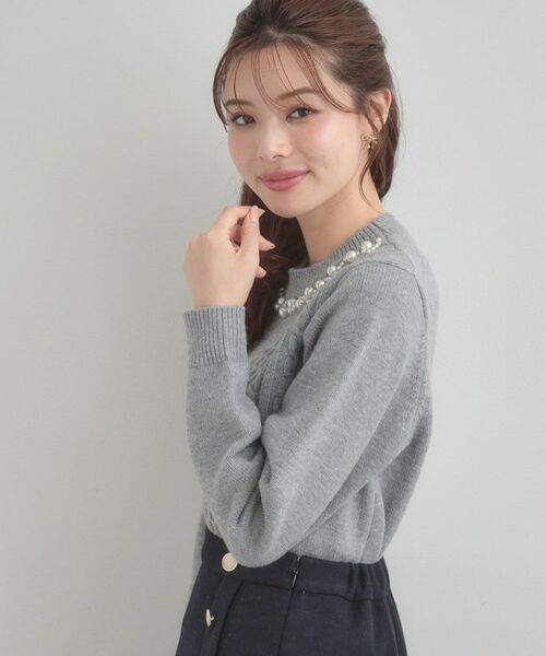 Couture Brooch / クチュールブローチ ニット・セーター | 【きれいめ】パール調デザイン アラン柄ニット | 詳細19