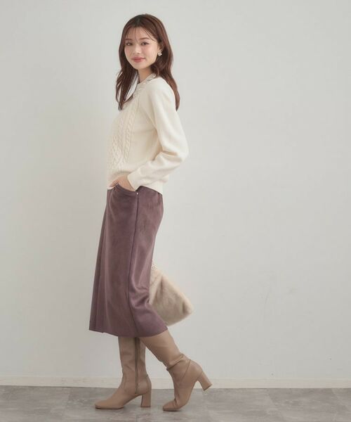 Couture Brooch / クチュールブローチ ニット・セーター | 【きれいめ】パール調デザイン アラン柄ニット | 詳細2