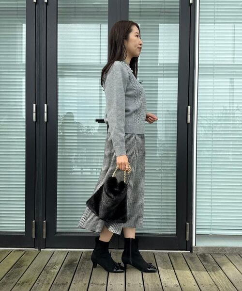 Couture Brooch / クチュールブローチ ニット・セーター | 【きれいめ】パール調デザイン アラン柄ニット | 詳細22