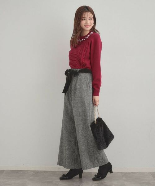 Couture Brooch / クチュールブローチ ニット・セーター | 【きれいめ】パール調デザイン アラン柄ニット | 詳細26