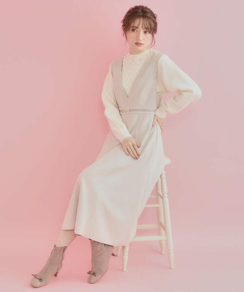 Couture Brooch / クチュールブローチ ニット・セーター | 【きれいめ】パール調デザイン アラン柄ニット | 詳細8