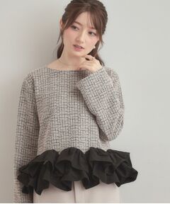 Couture Brooch / クチュールブローチ カットソー | カットツイード裾フリルプルオーバー