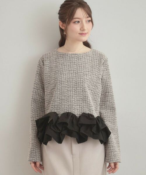 Couture Brooch / クチュールブローチ カットソー | カットツイード裾フリルプルオーバー | 詳細15