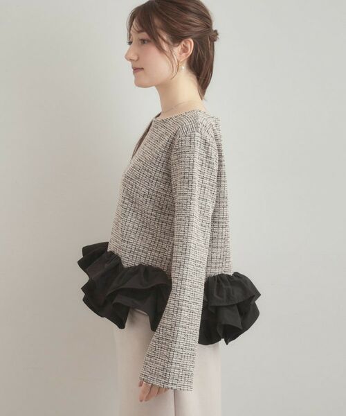 Couture Brooch / クチュールブローチ カットソー | カットツイード裾フリルプルオーバー | 詳細16