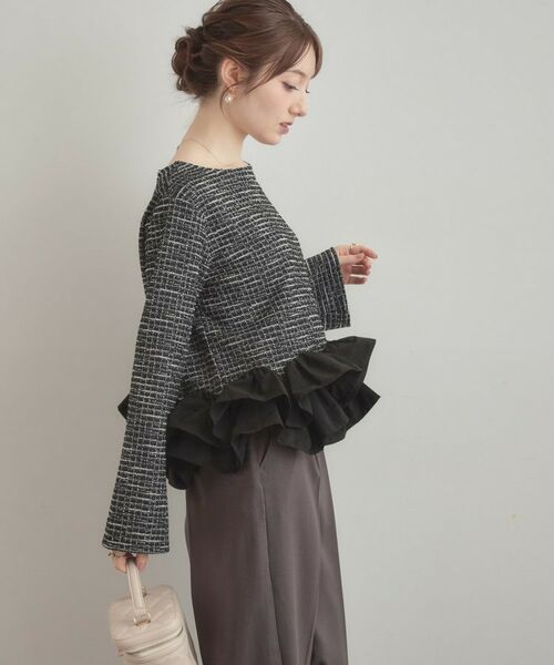 Couture Brooch / クチュールブローチ カットソー | カットツイード裾フリルプルオーバー | 詳細2