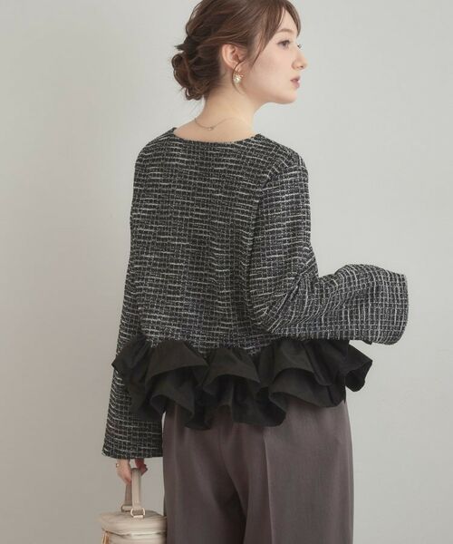 Couture Brooch / クチュールブローチ カットソー | カットツイード裾フリルプルオーバー | 詳細3
