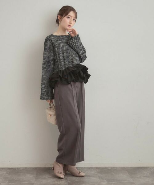 Couture Brooch / クチュールブローチ カットソー | カットツイード裾フリルプルオーバー | 詳細4